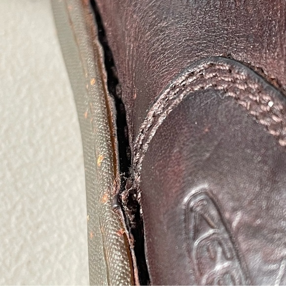 Keen Leather Ankle Boots brown tie front size 6.5 rubber type toe guard - Picture 12 of 13